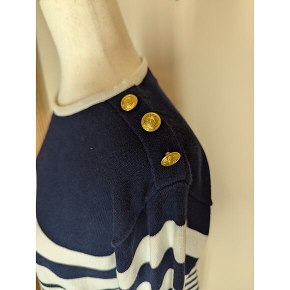 Vintage Norton Studio Sweater Women's Small Navy White Breton Striped Nautical - Picture 4 of 9